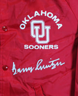 Oklahoma Barry Switzer Signed Maroon Chalk Line Windbreaker BAS Wit #2W088654
