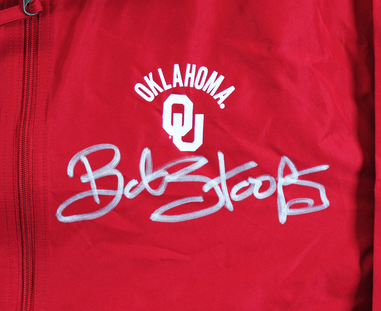 Oklahoma Bob Stoops Signed Maroon Champion Windbreaker BAS Witnessed #2W701839