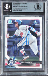 Christian Pache Signed 2018 Bowman Chrome Prospects #BCP46 RC Card BAS Slab
