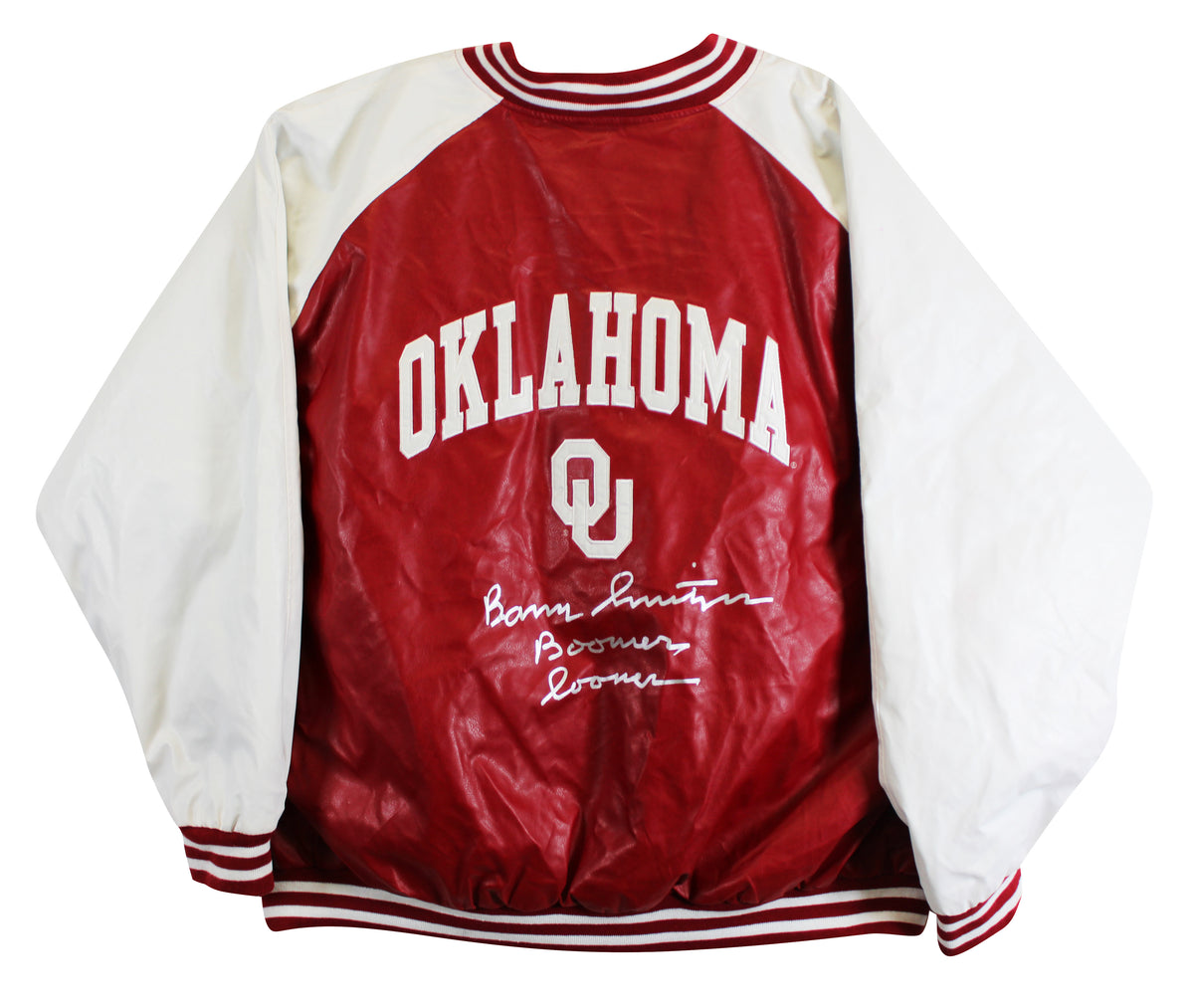 OU Barry Switzer "Boomer Sooner" Signed Maroon Jacket BAS Witnessed #2W088661