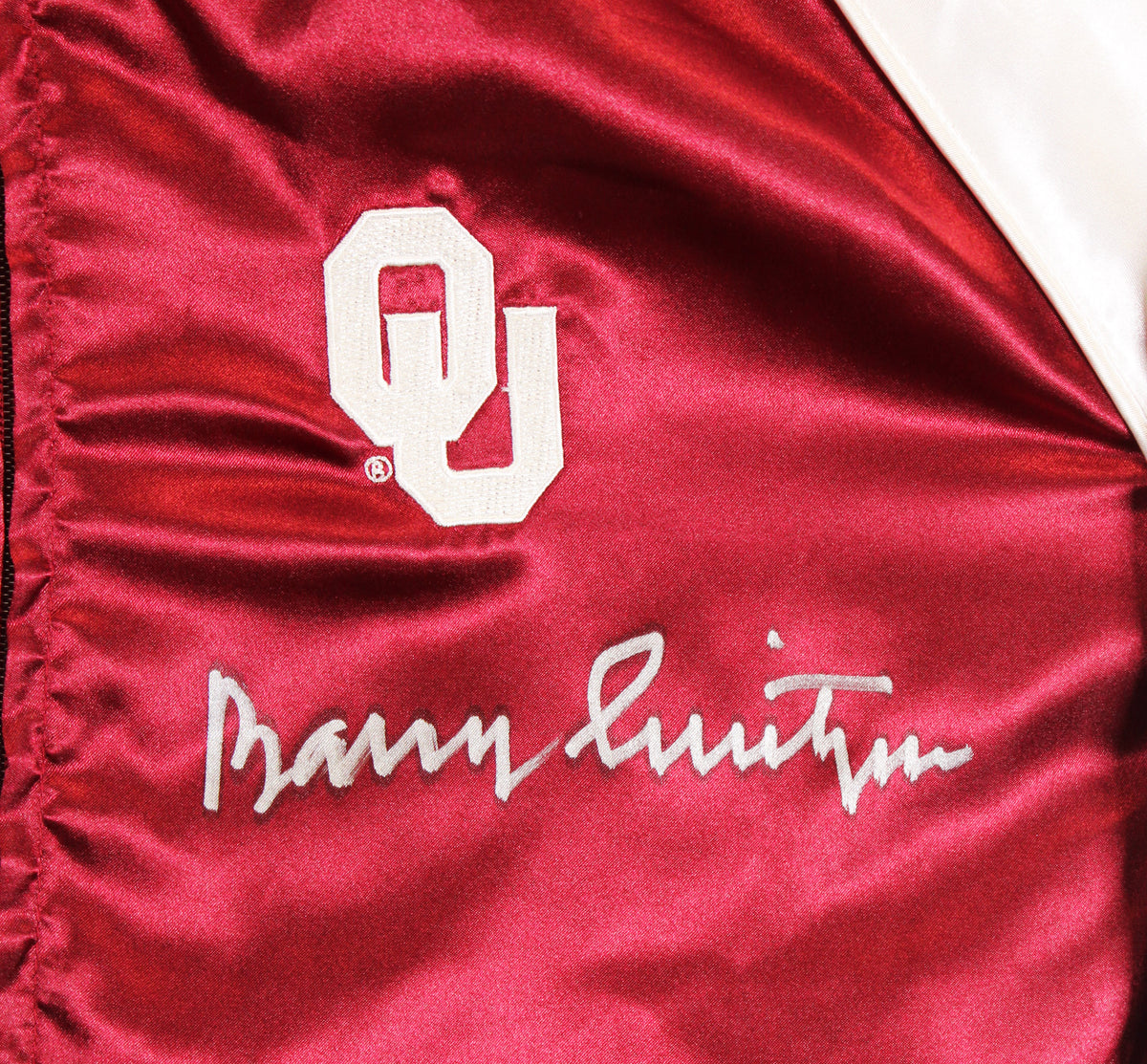Oklahoma Barry Switzer Signed Maroon NCAA Windbreaker BAS Witnessed #2W088659