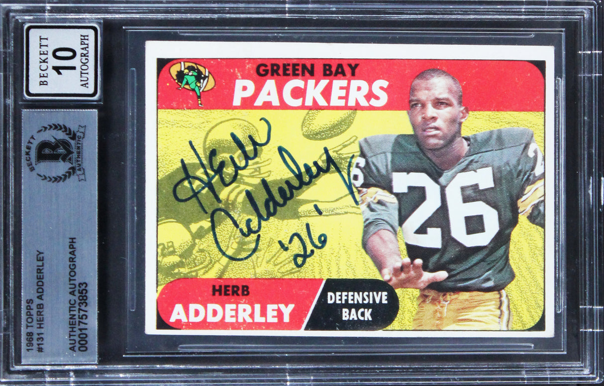 Packers Herb Adderley Authentic Signed 1968 Topps #131 Card Auto 10! BAS Slabbed