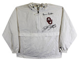 OU Barry Switzer & Bob Stoops Signed White Windbreaker Jacket BAS Wit #2W701842