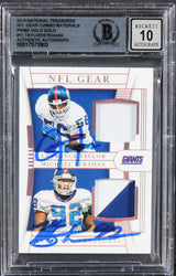 Taylor & Strahan Signed 2019 Nat'l Treasures NFL GCM #11 Card Auto 10! BAS Slab