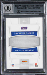 Taylor & Strahan Signed 2019 Nat'l Treasures NFL GCM #11 Card Auto 10! BAS Slab