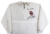 OU Barry Switzer & Bob Stoops Signed White Windbreaker Jacket BAS Wit #2W701842