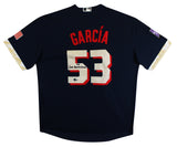 Rangers Jose Adolis Garcia Signed Navy Nike Jersey BAS Witnessed #WR36930