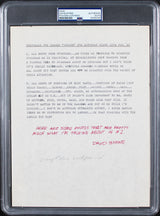 David Byrne Talking Heads Authentic Signed 8.5x11 Letter w/ SNL PSA/DNA Slabbed