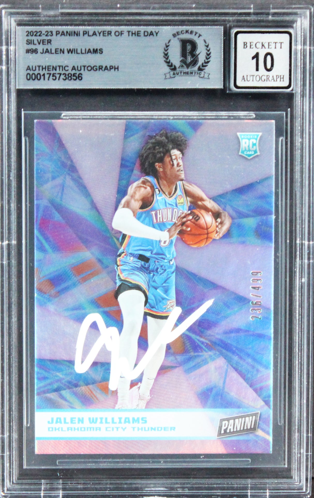 Jalen Williams Signed 2022 Panini POTD Silver #96 RC Card Auto 10! BAS Slabbed