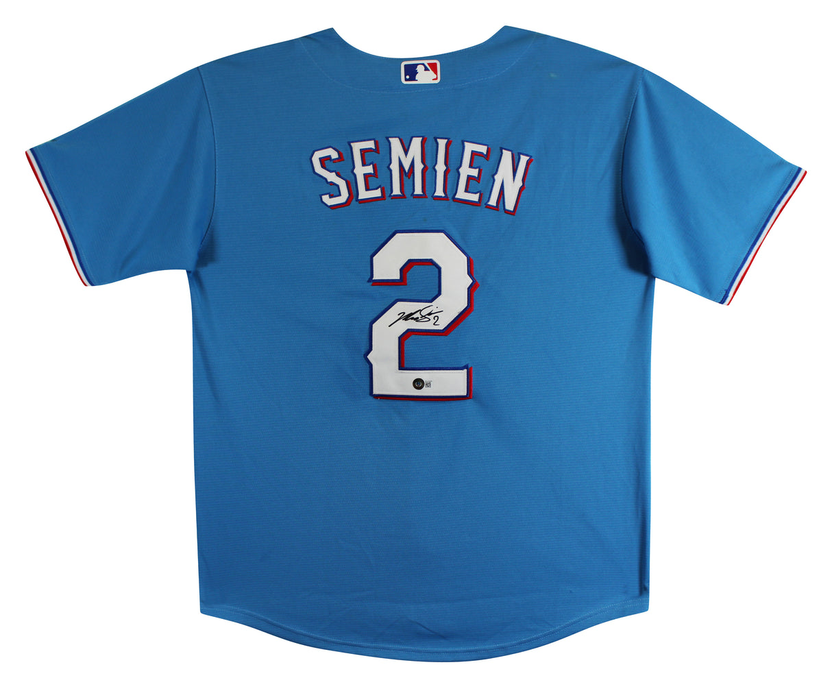 Rangers Marcus Semien Authentic Signed Blue Nike Jersey Autographed BAS #BG43499