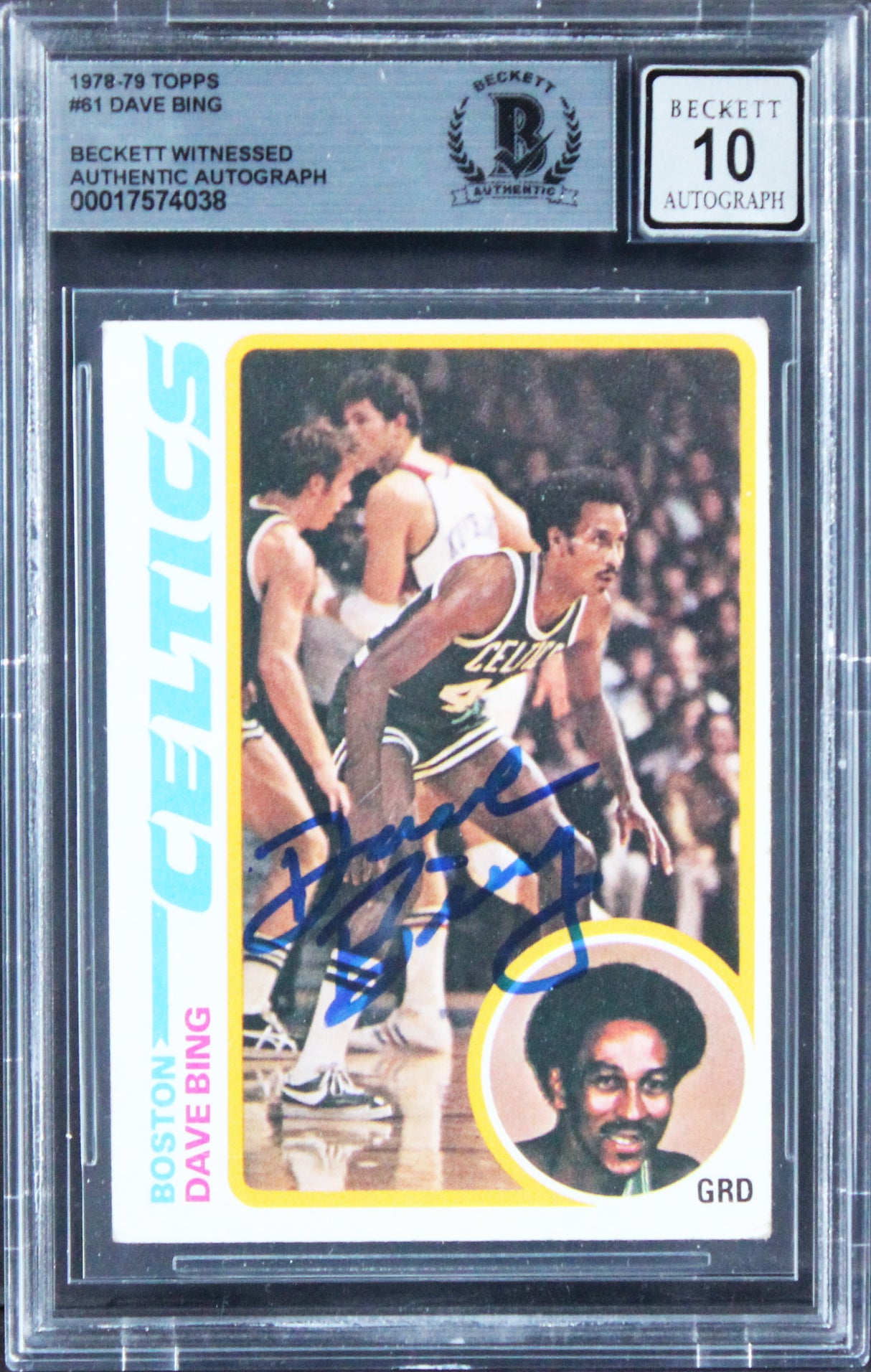 Celtics Dave Bing Authentic Signed 1978 Topps #61 Card Auto 10! BAS Slabbed