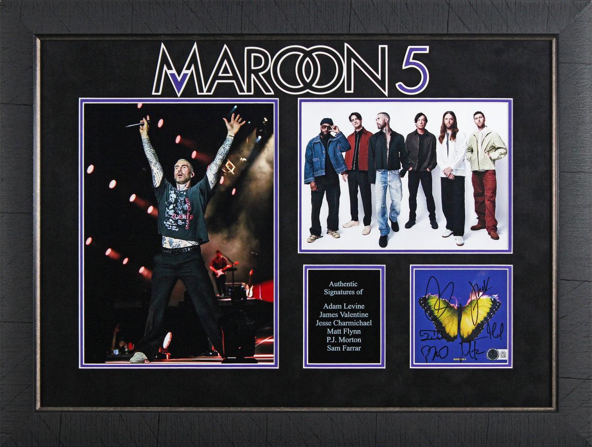 Maroon 5 (6) Levine, Farrar +4 Signed CD Insert Framed Display BAS #AE64585