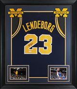 Michigan Yaxel Lendeborg Authentic Signed Navy Pro Style Framed Jersey JSA
