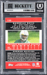 Jets Darrelle Revis Signed 2007 Bowman #199 Rookie Card Auto GM 10! BAS Slabbed