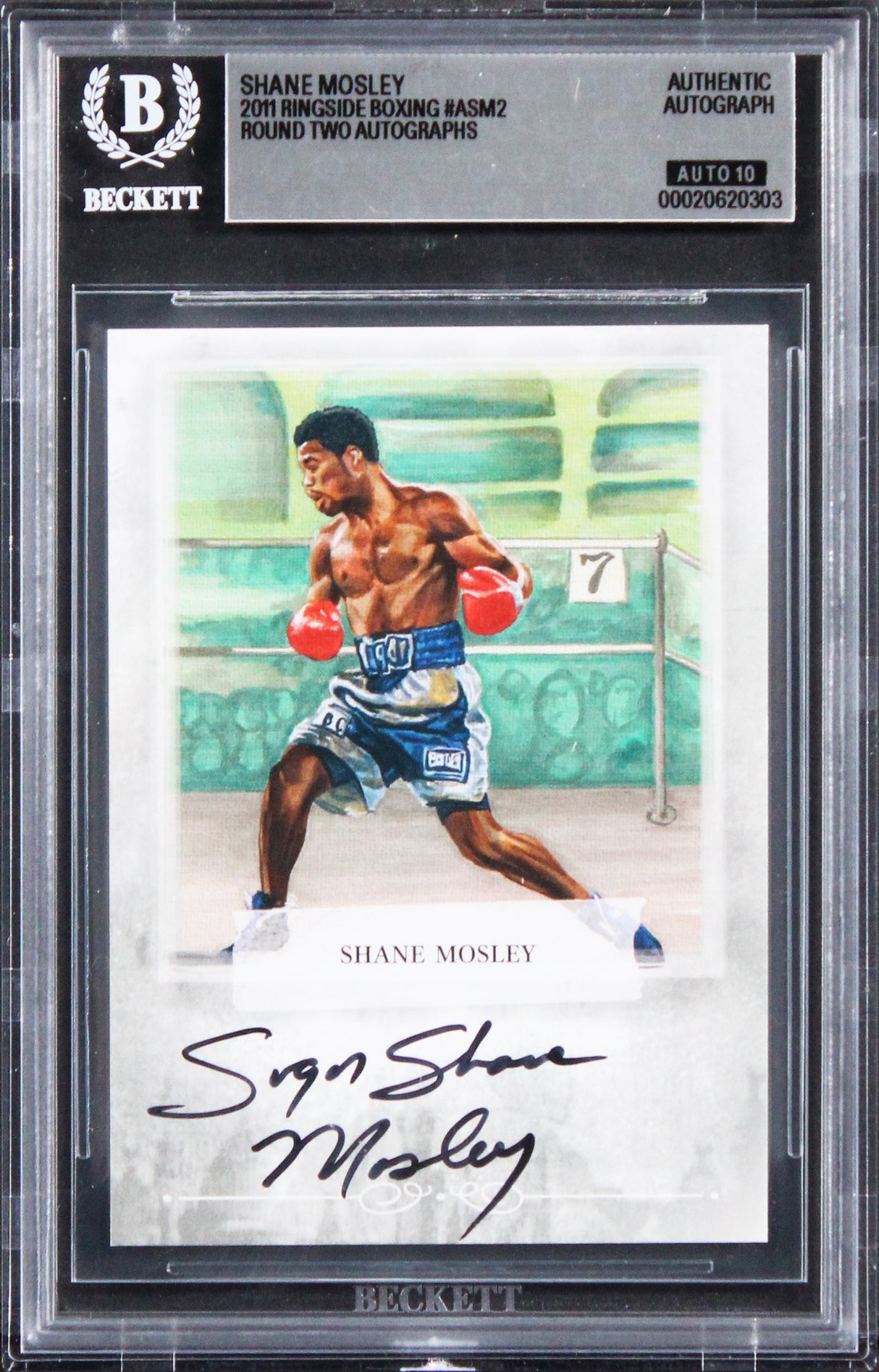 Shane Mosley Signed 2011 Ringside Boxing #ASM2 Card Auto Grade 10! BAS Slabbed