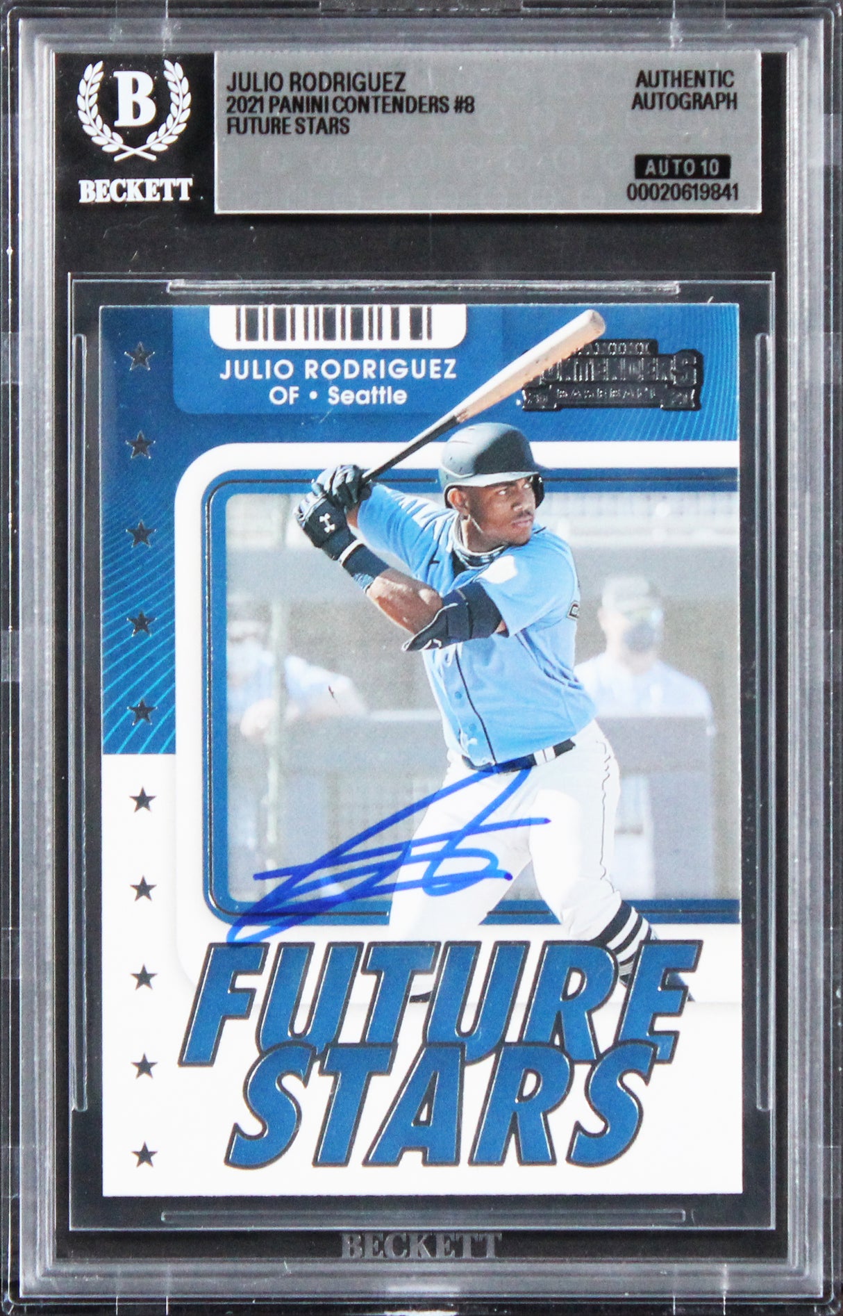 Mariners Julio Rodriguez Signed 2021 Panini Contenders #8 Card Auto 10! BAS Slab