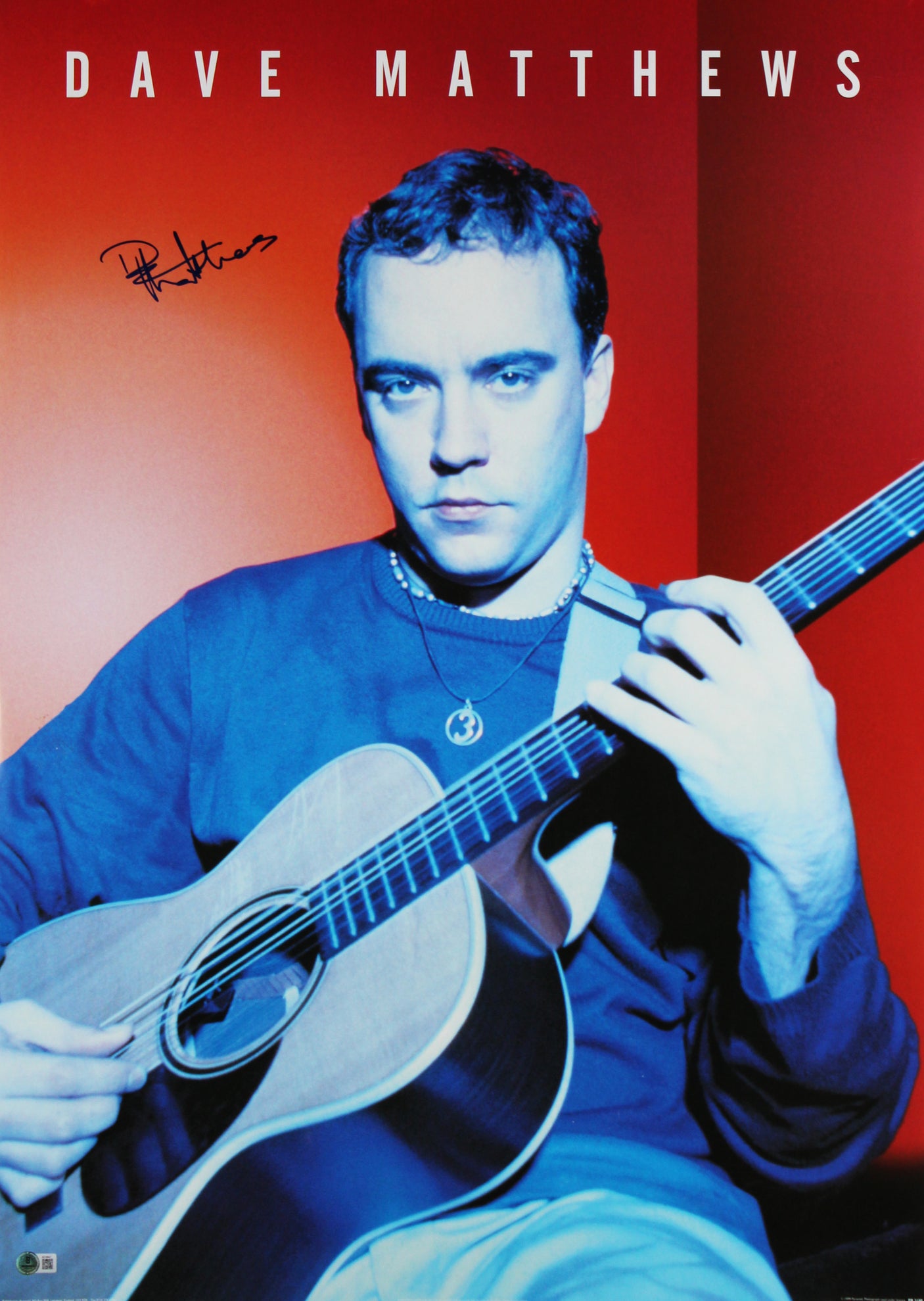 Dave Matthews Authentic Signed 24x36 Poster Auto Grade Gem Mint 10! BAS #AE16847