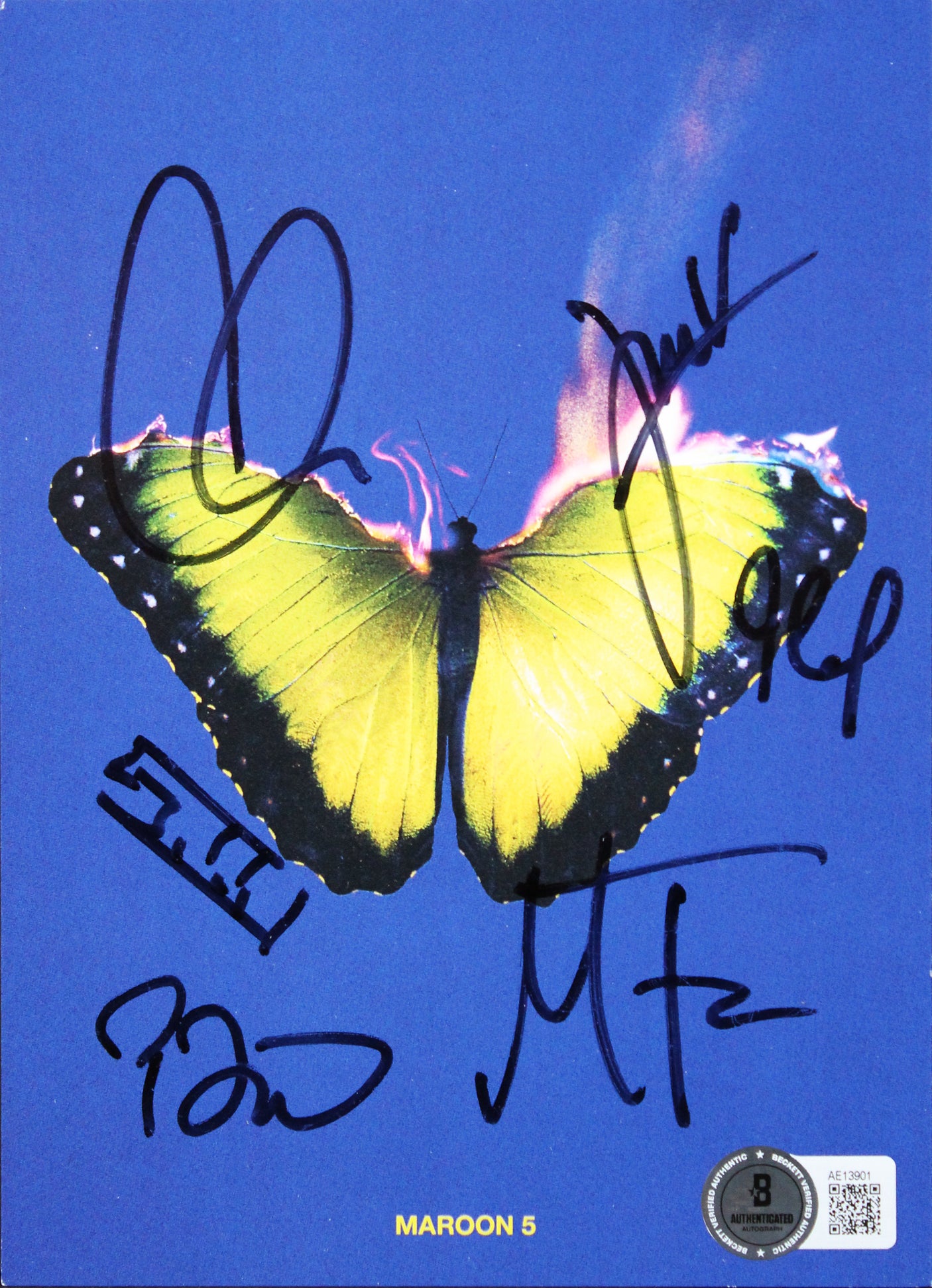 Maroon 5 (6) Levine, Farrar +4 Signed Love Is Like Insert w/ Album & Vinyl BAS