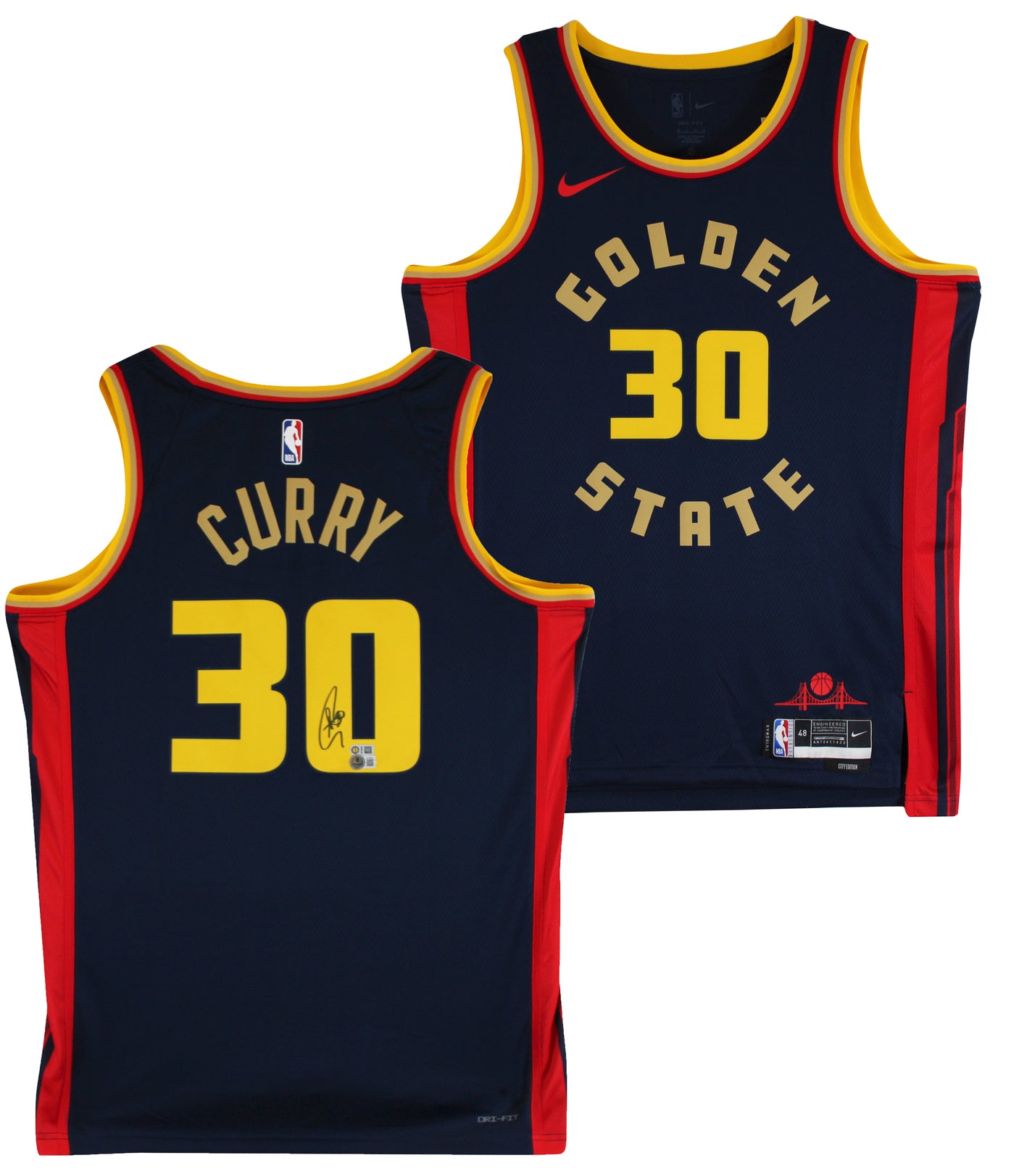 Warriors Stephen Curry Signed Navy Blue Nike City Swingman Jersey BAS #AE13939