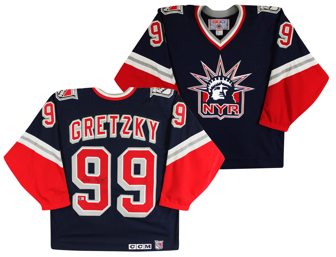 Rangers Wayne Gretzky Authentic Signed Navy CCM Jersey Autographed BAS #AE13942