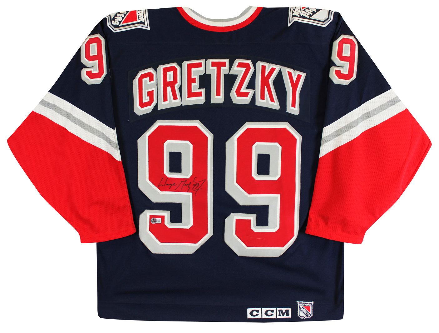 Rangers Wayne Gretzky Authentic Signed Navy CCM Jersey Autographed BAS #AE13942