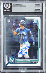 Mariners Julio Rodriguez Signed 2022 Bowman Chrome #48 RC Card Auto 10! BAS Slab