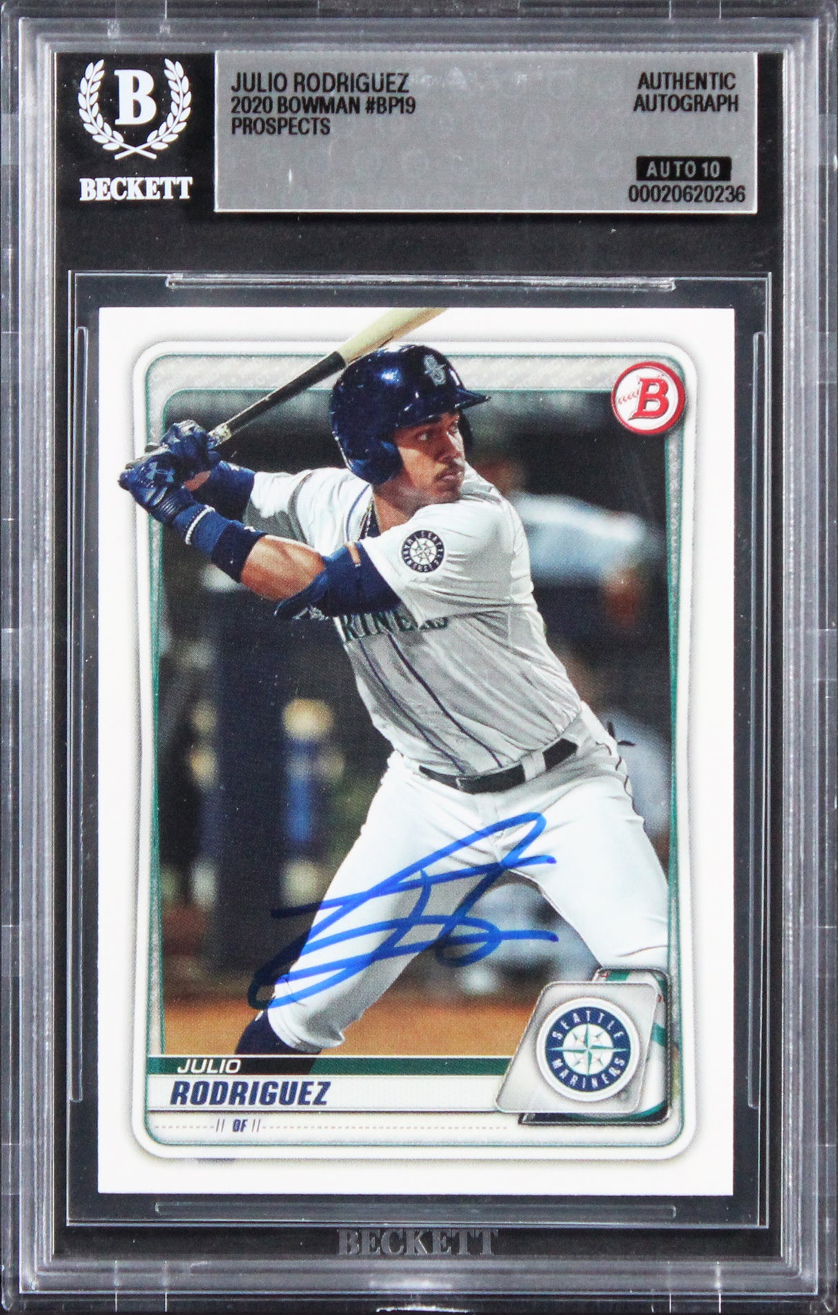 Mariners Julio Rodriguez Signed 2020 Bowman #BP19 Card Auto GM 10! BAS Slabbed