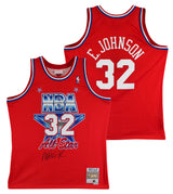 Lakers Magic Johnson Signed 1991 M&N HWC All-Star Red Swingman Jersey BAS Wit