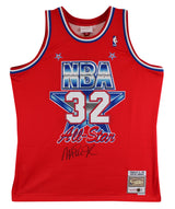 Lakers Magic Johnson Signed 1991 M&N HWC All-Star Red Swingman Jersey BAS Wit
