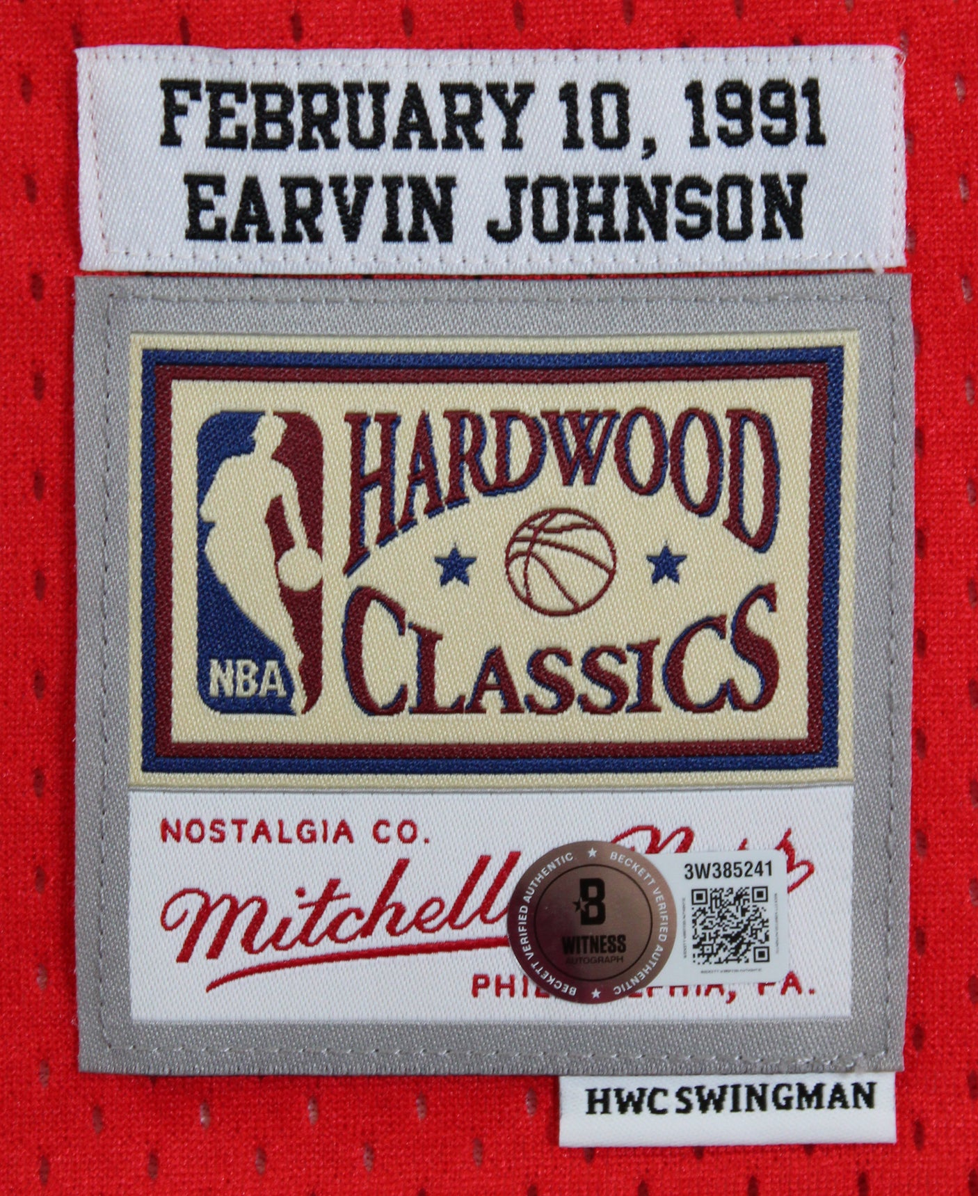 Lakers Magic Johnson Signed 1991 M&N HWC All-Star Red Swingman Jersey BAS Wit