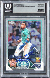 Mariners Julio Rodriguez Signed 2023 Topps Logo #200 Card Auto 10! BAS Slabbed