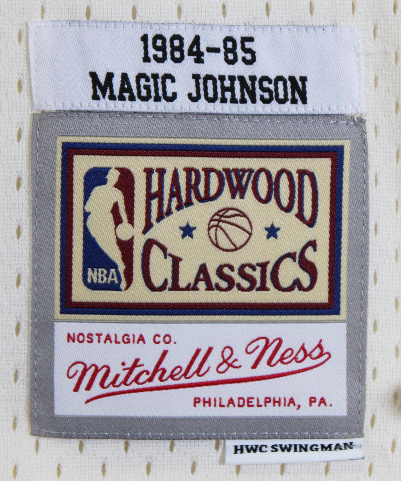 Lakers Magic Johnson Signed Cream 1984-85 M&N HWC Swingman Jersey BAS Witnessed