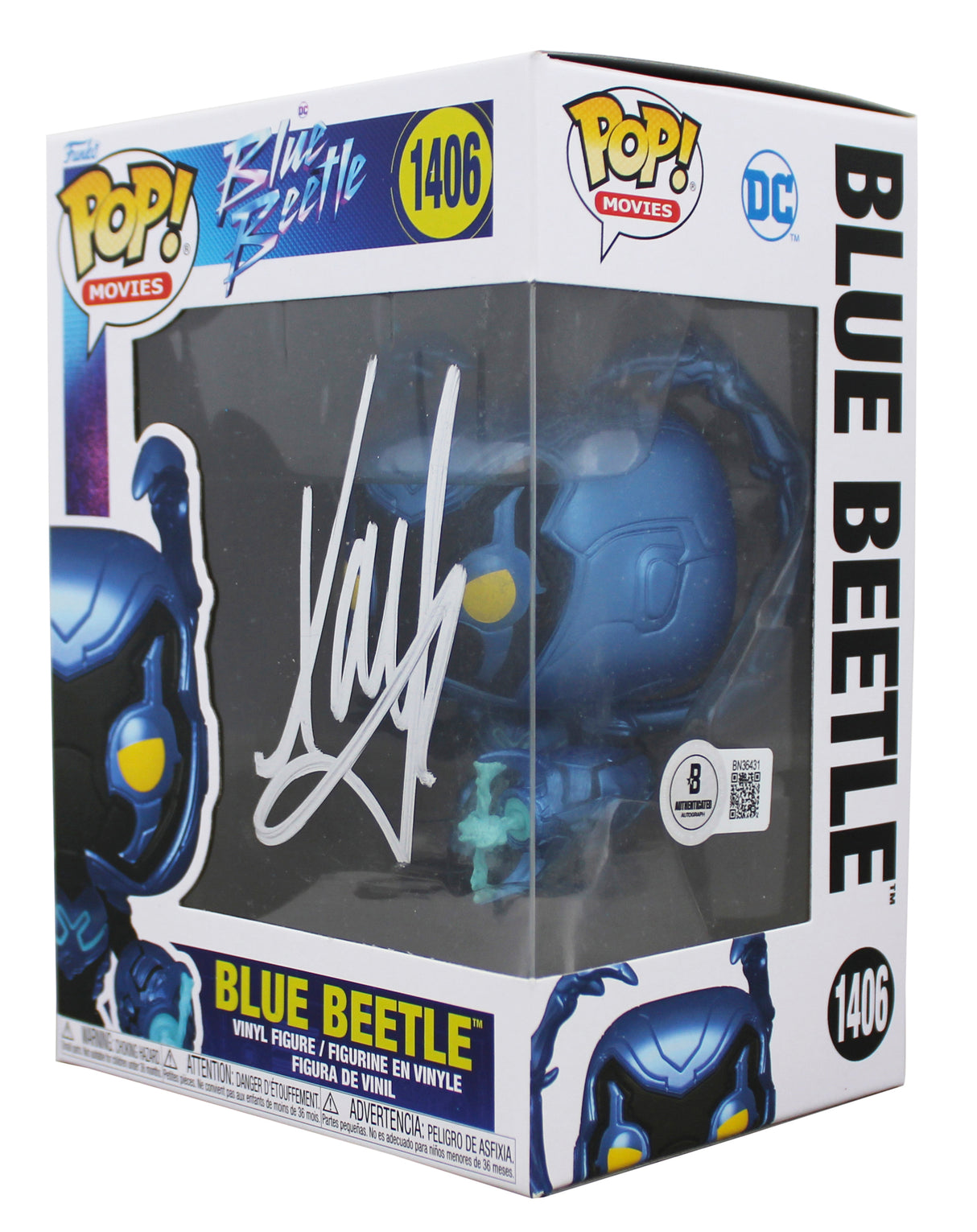 Xolo Mariduena Blue Beetle Signed #1406 Funko Pop Vinyl Figure BAS #BN36431