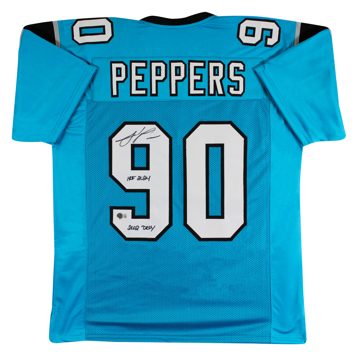 Julius Peppers "HOF 2024, 2002 DROY" Signed Teal Pro Style Jersey BAS Witnessed