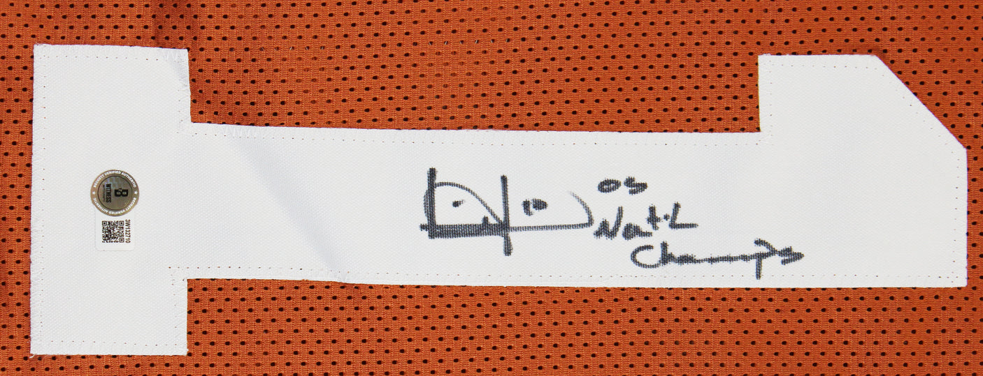 Texas Vince Young "05 Nat'l Champs" Signed Burnt Orange Pro Style Jersey BAS Wit