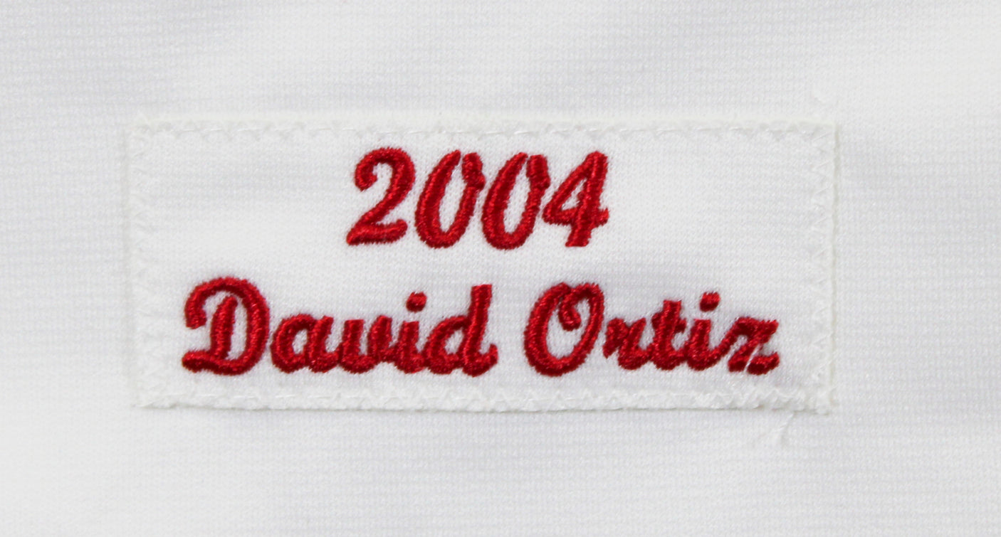 Red Sox David Ortiz Signed White 2004 WS Logo M&N CC Jersey BAS Wit #2W964332