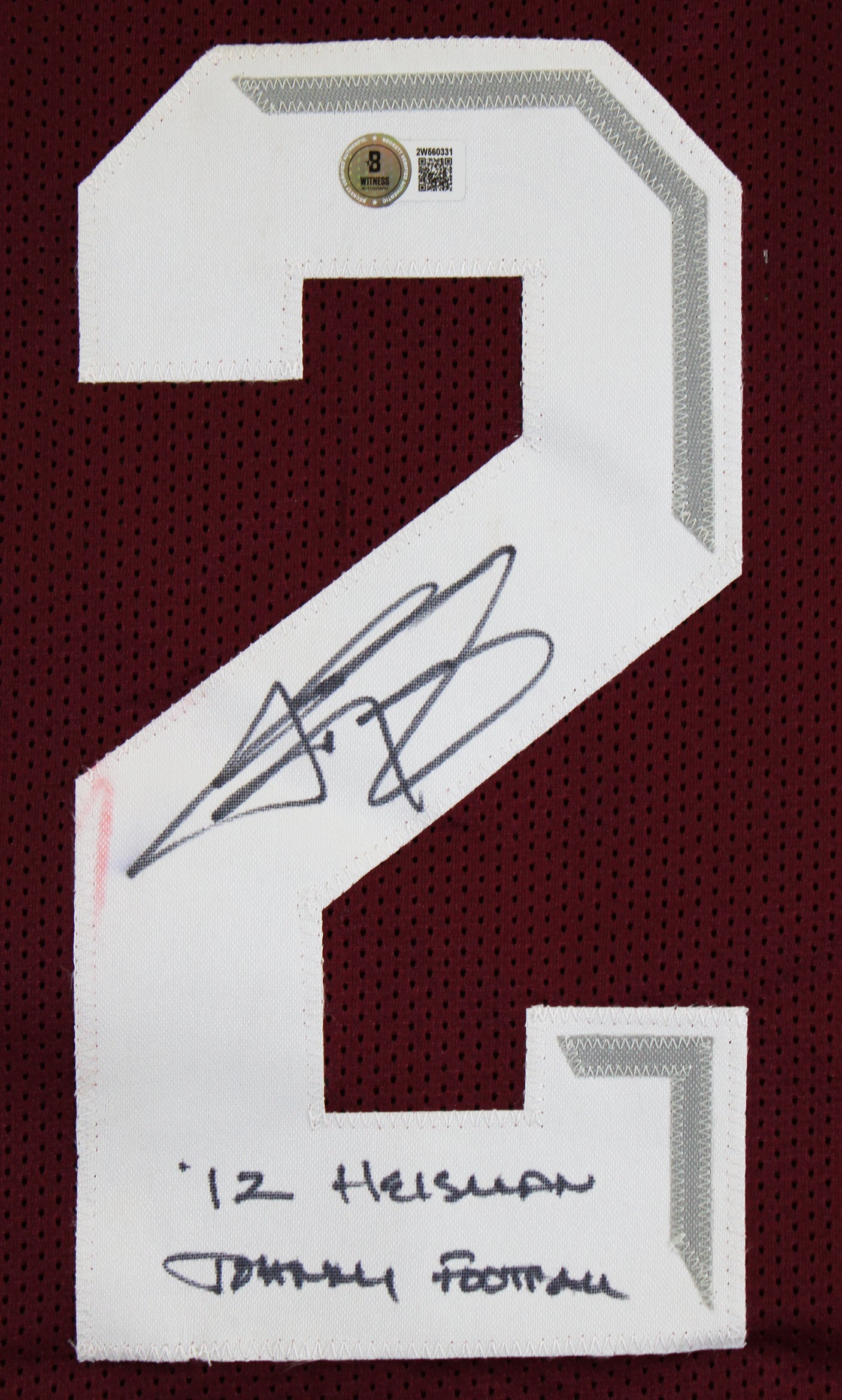 Texas A&M Johnny Manziel "2x Insc" Signed Maroon Pro Style Jersey BAS #2W560331