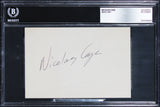 Nicolas Cage National Treasure Authentic 4x6 Index Card Autographed BAS Slabbed