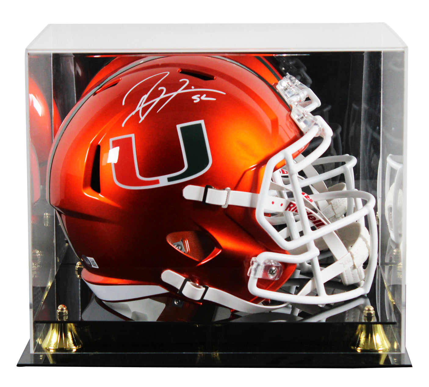 Miami Ray Lewis Signed Flash Full Size Speed Rep Helmet W/ Case BAS Witnessed