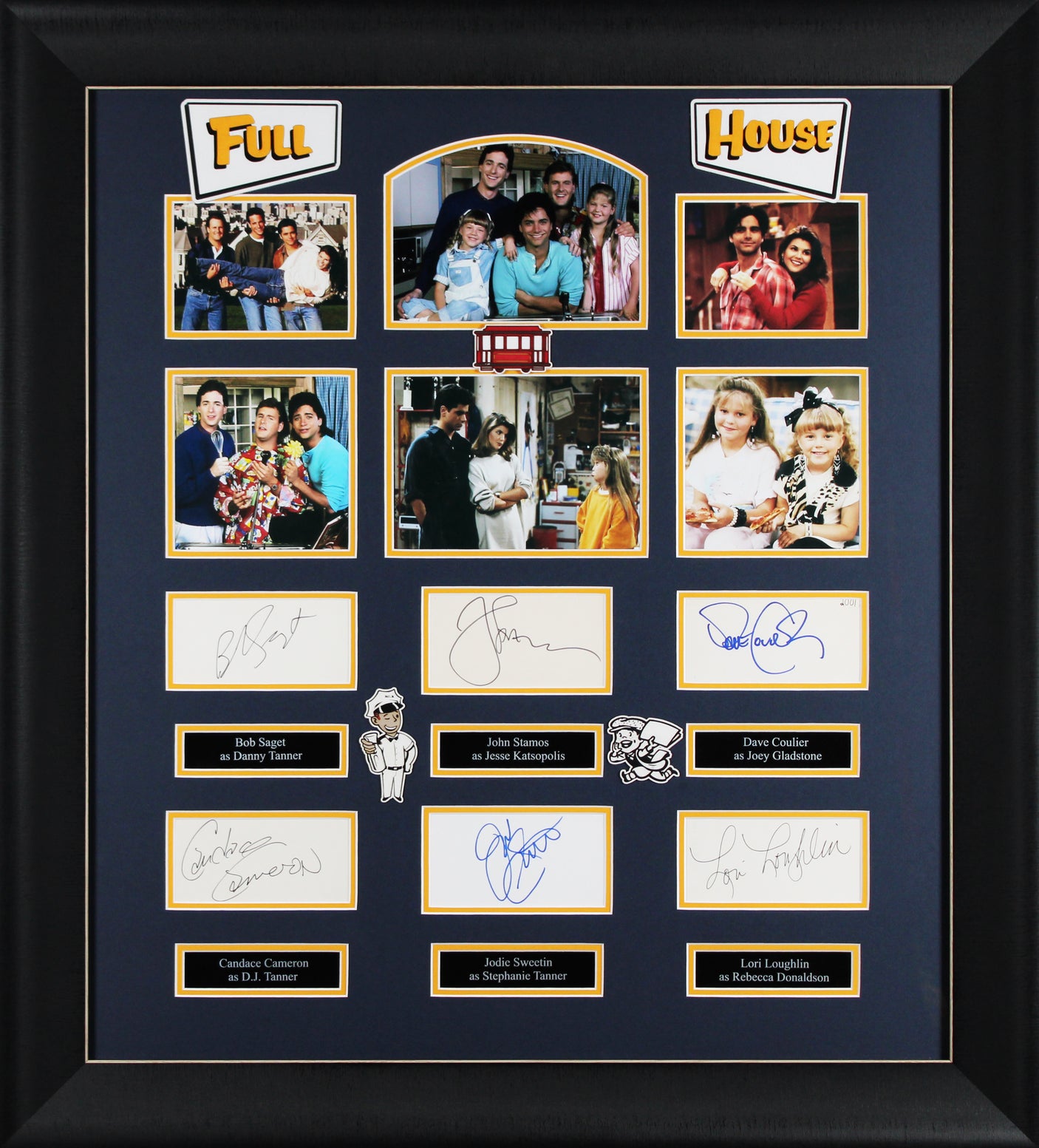 Full House (6) Saget, Stamos, Laughlin, Bure +2 Signed Framed Display BAS LOA