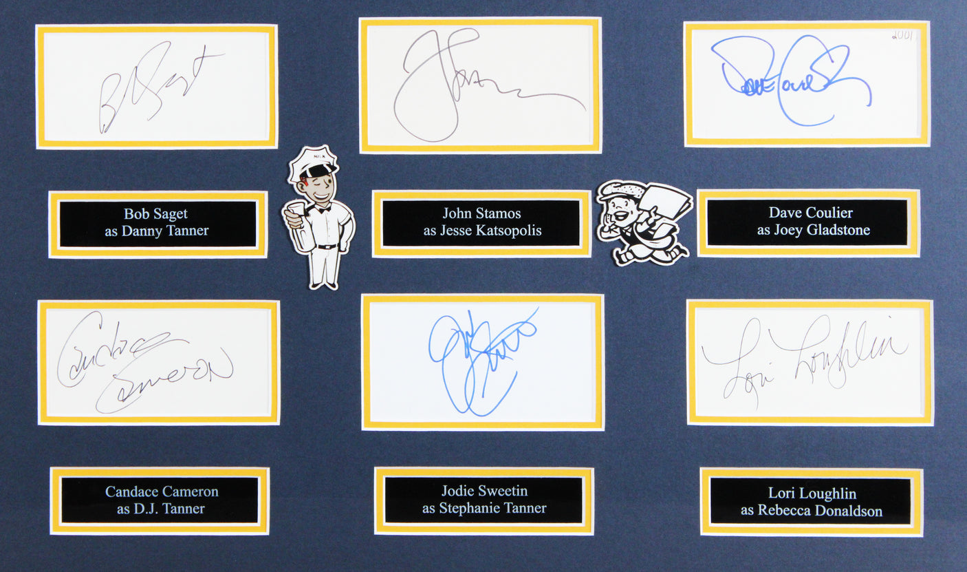 Full House (6) Saget, Stamos, Laughlin, Bure +2 Signed Framed Display BAS LOA