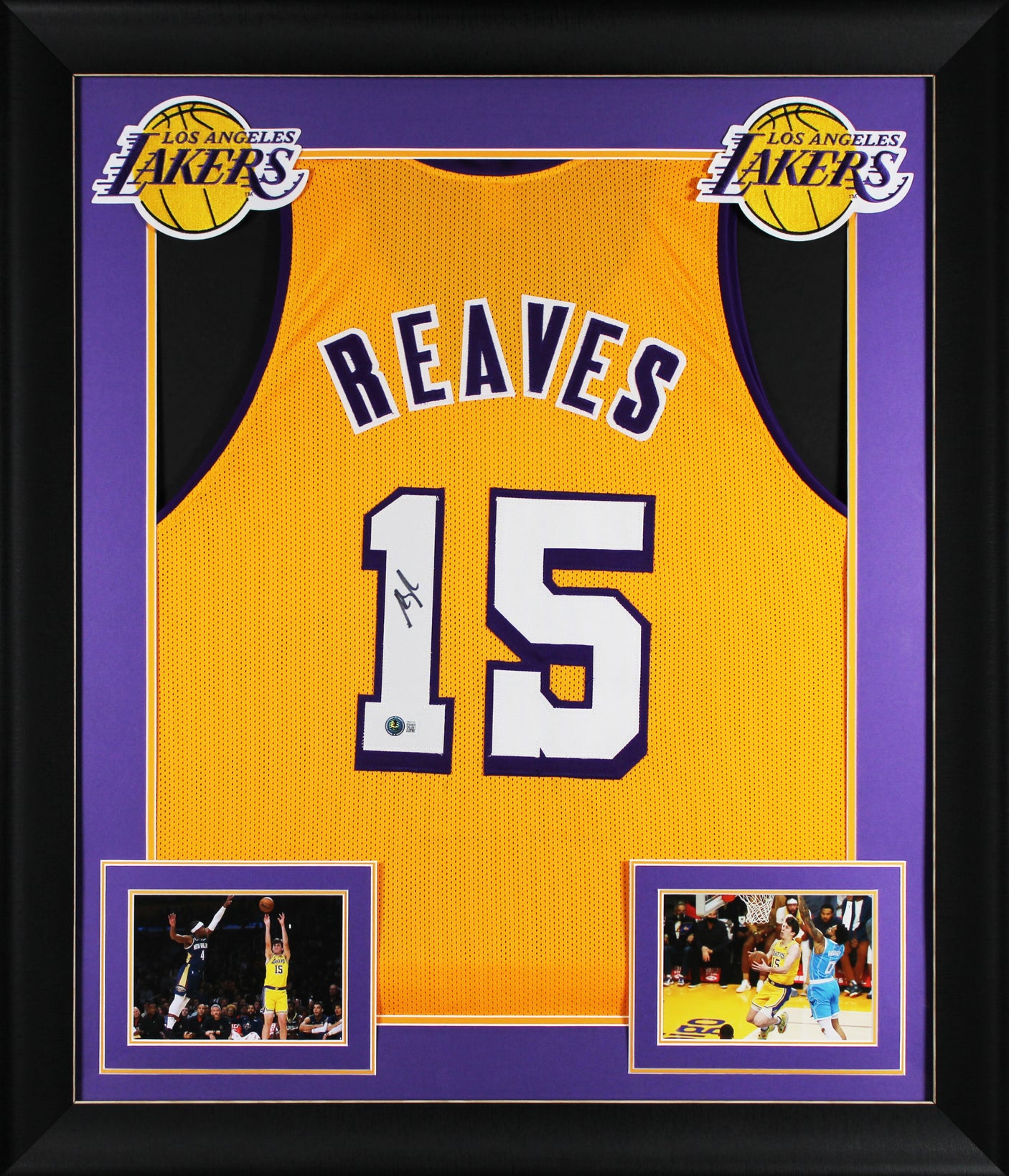 Austin Reaves Signed Yellow Pro Style Framed Jersey w/ White #'s BAS Witnessed