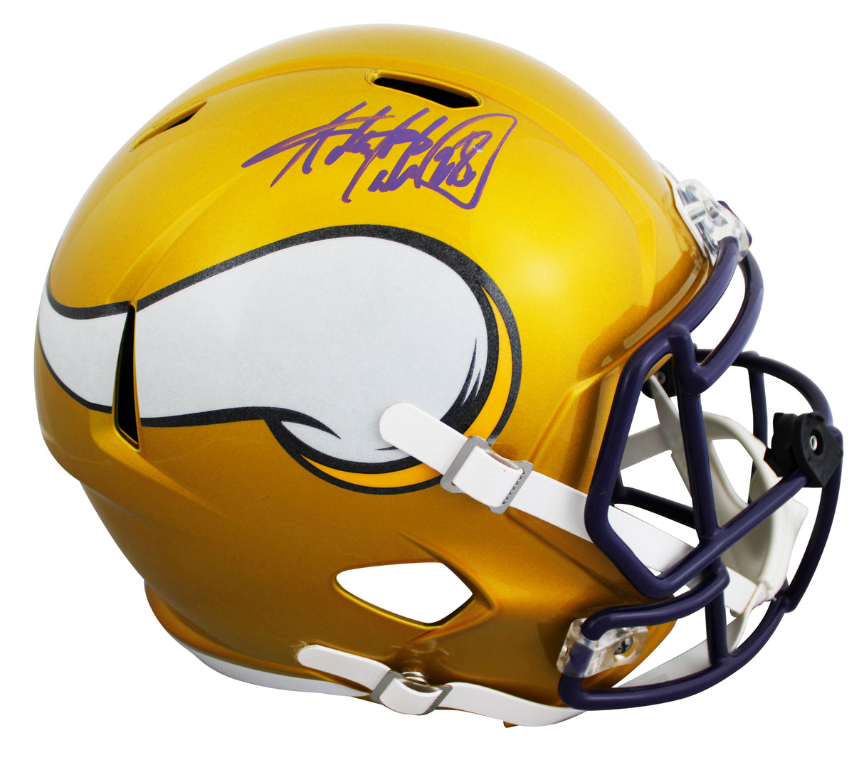 Vikings Adrian Peterson Signed Flash Full Size Speed Rep Helmet BAS Wit #WS10347