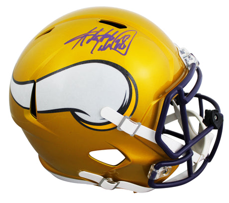 Vikings Adrian Peterson Signed Flash Full Size Speed Rep Helmet BAS Wit #WS10347