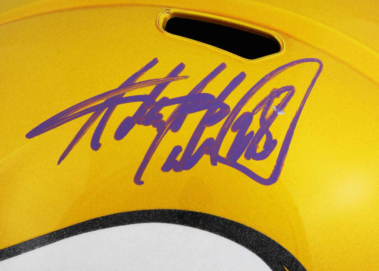 Vikings Adrian Peterson Signed Flash Full Size Speed Rep Helmet BAS Wit #WS10347