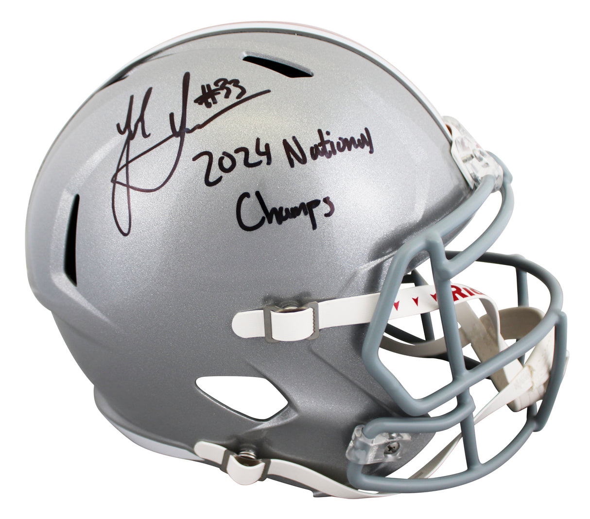 OSU Jack Sawyer "2024 National Champs" Signed F/S Speed Rep Helmet W/ Case BAS W