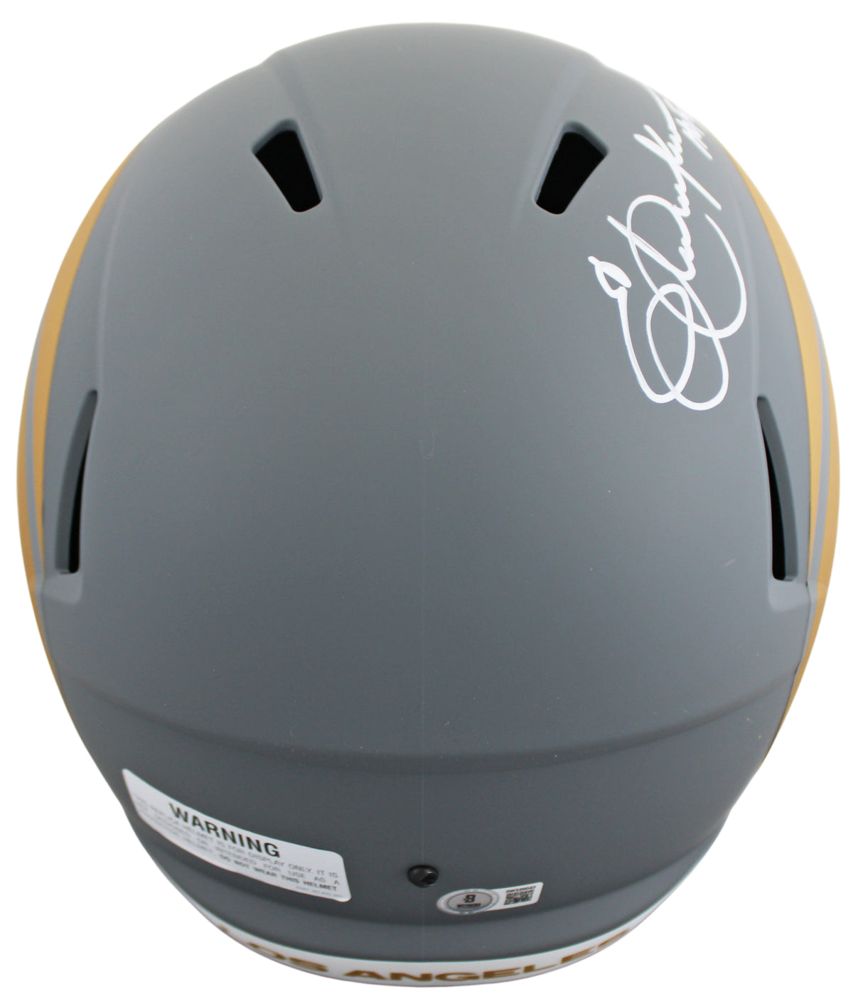 Rams Eric Dickerson "HOF 99" Signed Slate F/S Speed Rep Helmet W/ Case BAS Wit 2