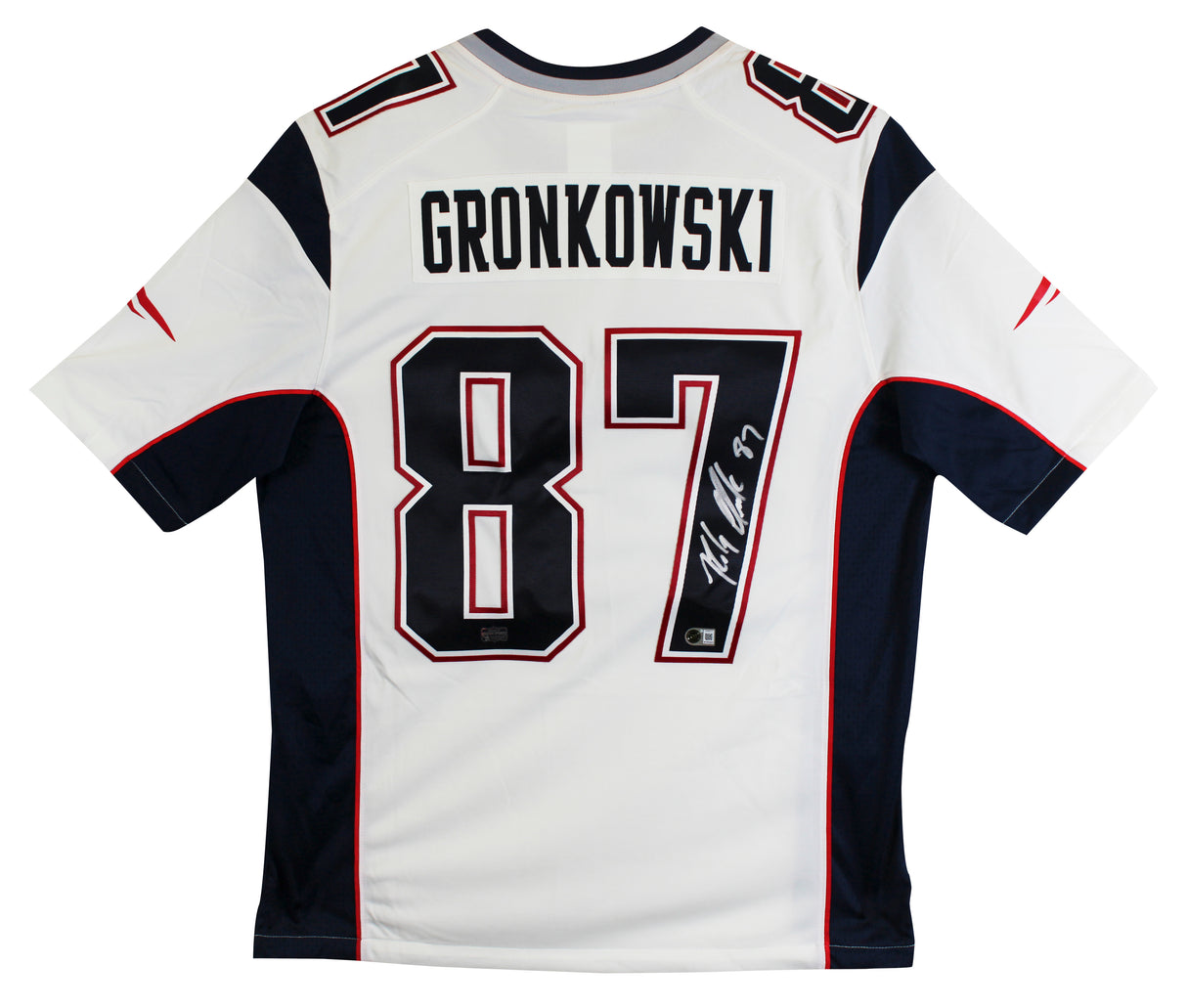 Patriots Rob Gronkowski Authentic Signed White Nike Limited Jersey BAS Witnessed