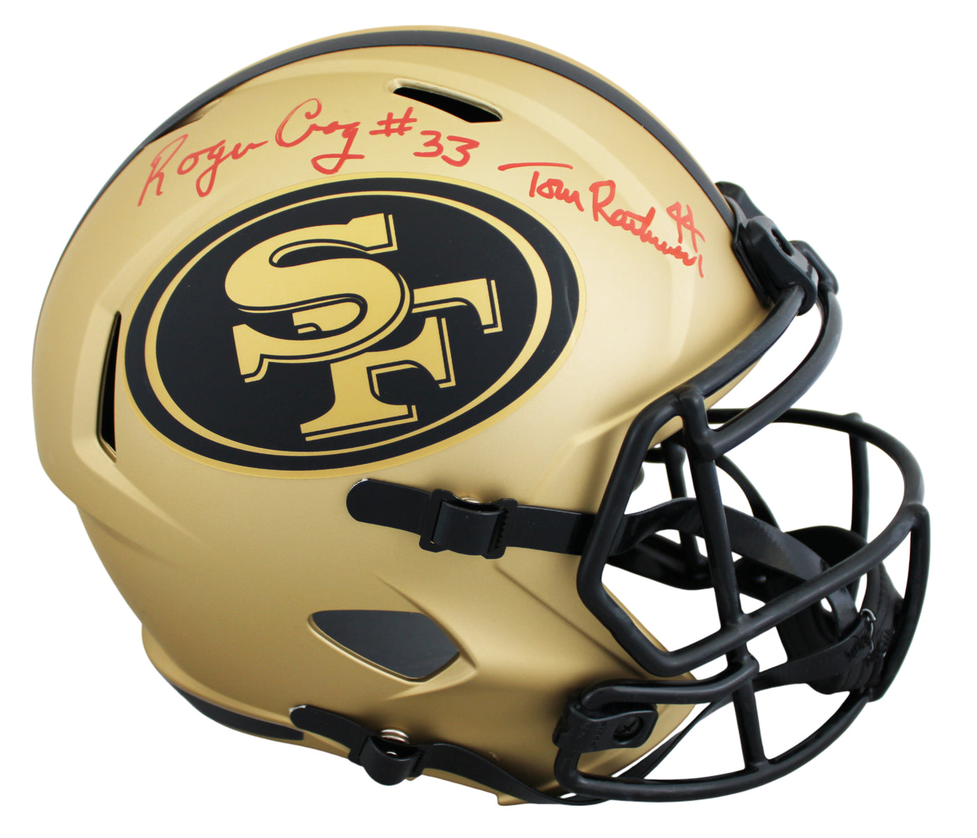 49ers Tom Rathman & Roger Craig Signed F/S Rave Speed Rep Helmet BAS Witnessed
