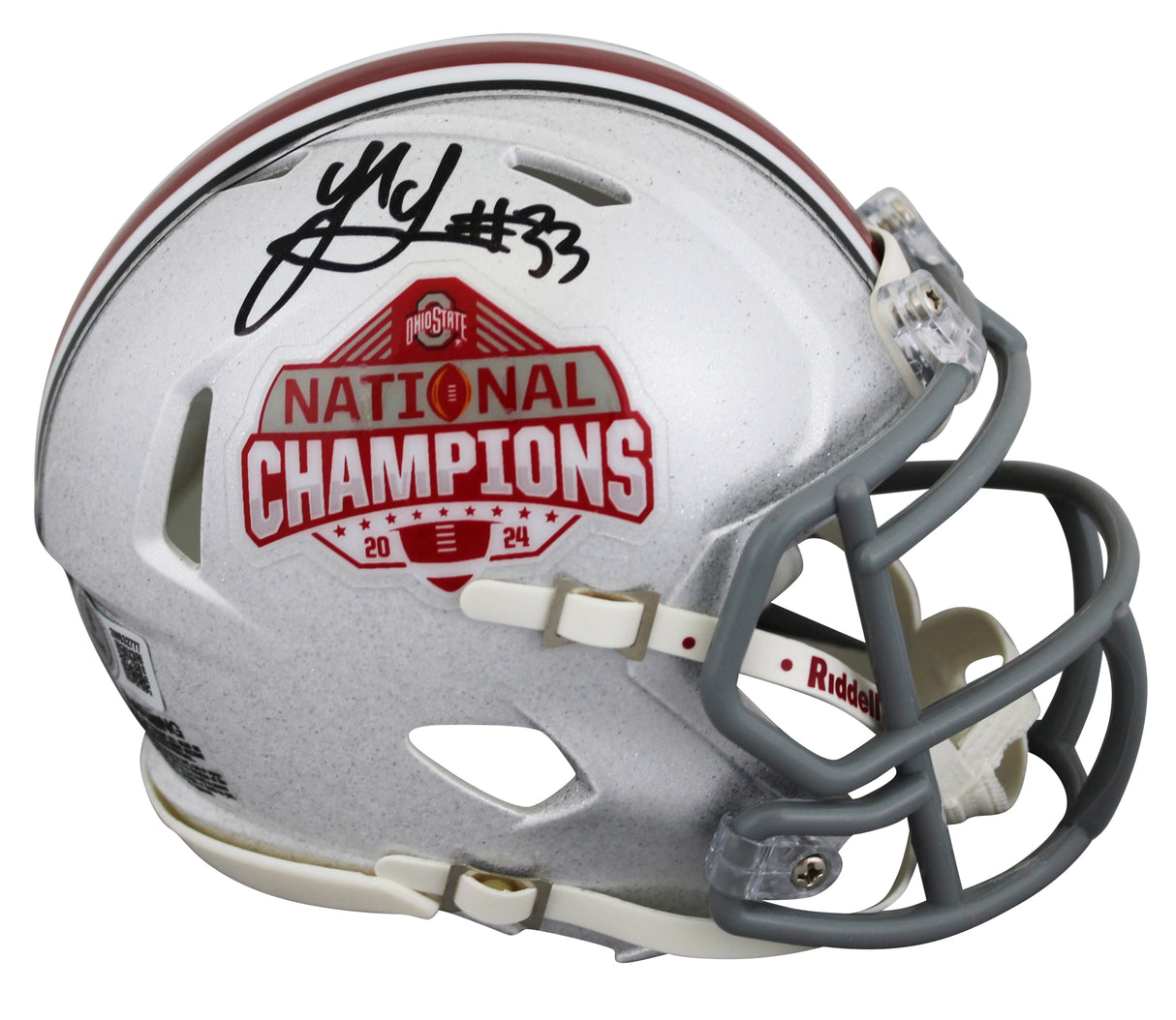 OSU Jack Sawyer Signed 2024 National Champs Speed Mini Helmet W/ Case BAS Wit